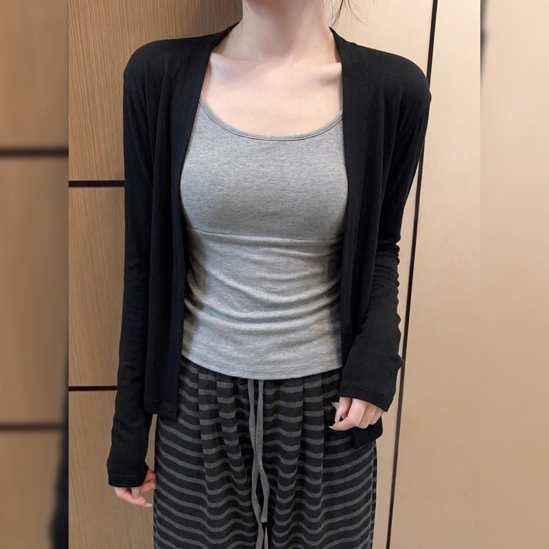 Korean Style Gentle and Elegant Long-Sleeved Cardigan for Women, High-End Solid Color Outerwear, Sun Protection, Versatile, Soft and Comfortable Top
