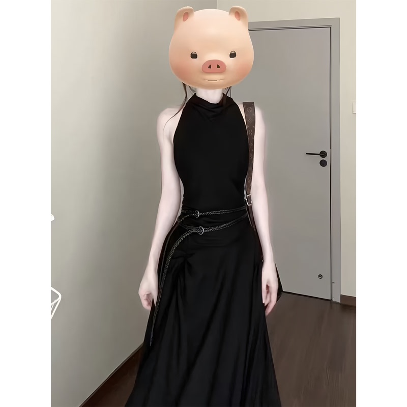 French Black Halterneck Dress for Women 2026 Summer New Style High-End Evening Dress Slim Fit and Beautiful Long Dress French Black Halterneck Dress for Women 2026 Summer New Style High-End Evening Dress Slim Fit and Beautiful Long Dress