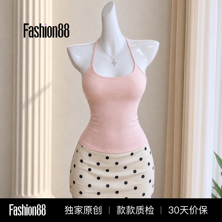 Hot Girl Style Halter Neck Camisole for Women, New Summer Style, Slim Fit, Can Be Worn Inside or Outside, Beautiful Back, Sleeveless Top