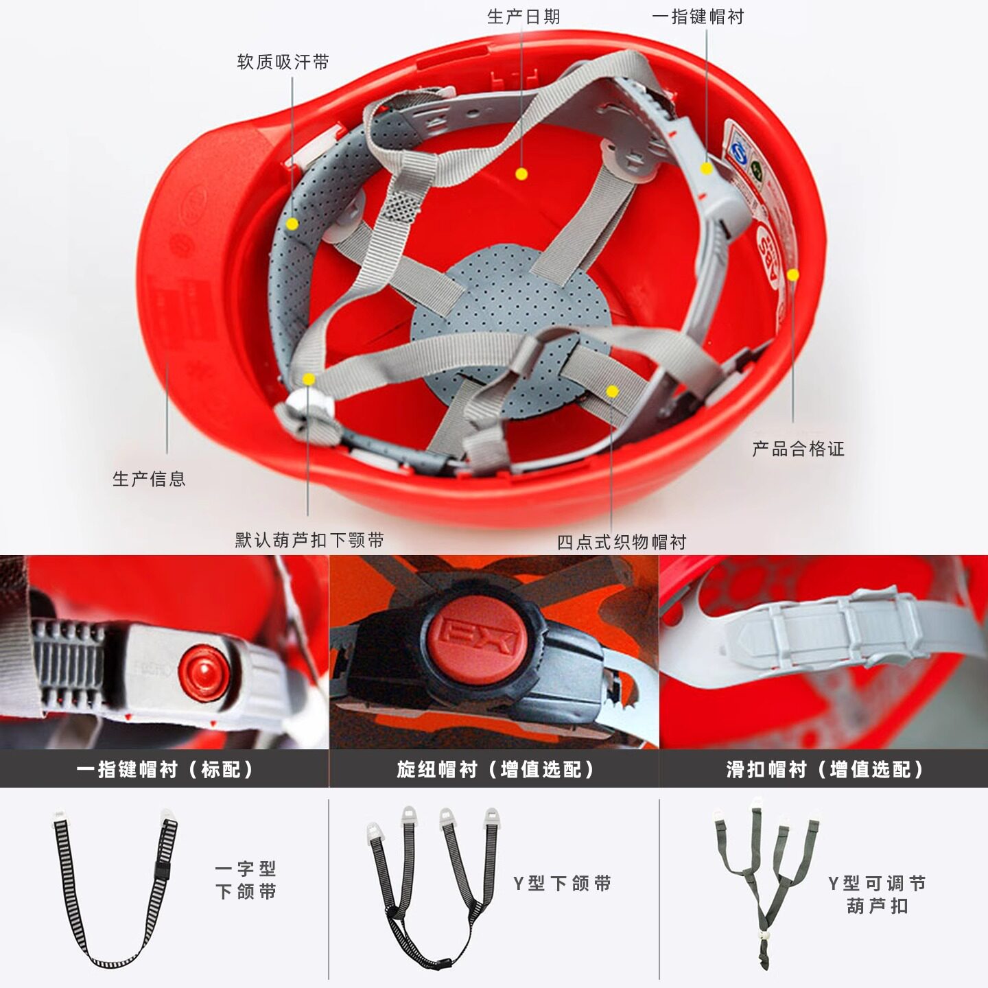 White safety helmet, national standard construction site safety helmet, advanced certification, nati