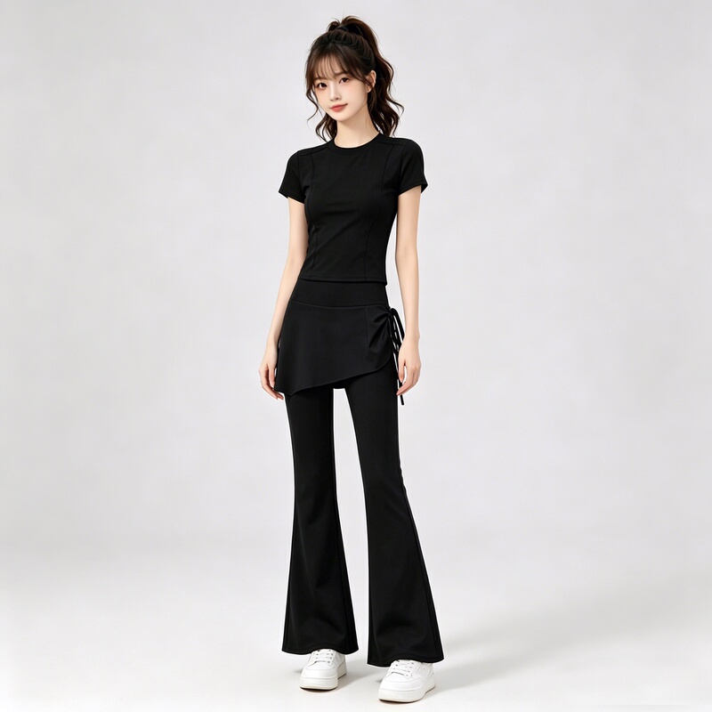 Yoga Clothes for Women 2026 New Pilates Training Clothes Fitness Short-Sleeved High-Waisted Running Sports Suit Micro-Flared Pants Yoga Clothes for Women 2026 New Pilates Training Clothes Fitness Short-Sleeved High-Waisted Running Sports Suit Micro-Flared Pants