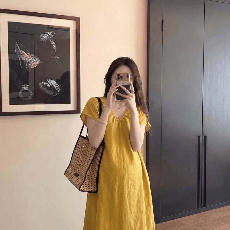 Sola Maternity Dress, Summer French Style, Elegant, Lazy, High-End, Does Not Show Pregnancy, Covers the Belly, Dress