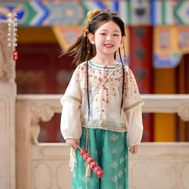 Girls' Hanfu Spring and Autumn Outfit 2026 New Style Ancient Style Western Region Performance Costume Little Girls' Traditional Chinese Two-Piece Set Girls' Hanfu Spring and Autumn Outfit 2026 New Style Ancient Style Western Region Performance Costume Little Girls' Traditional Chinese Two-Piece Set