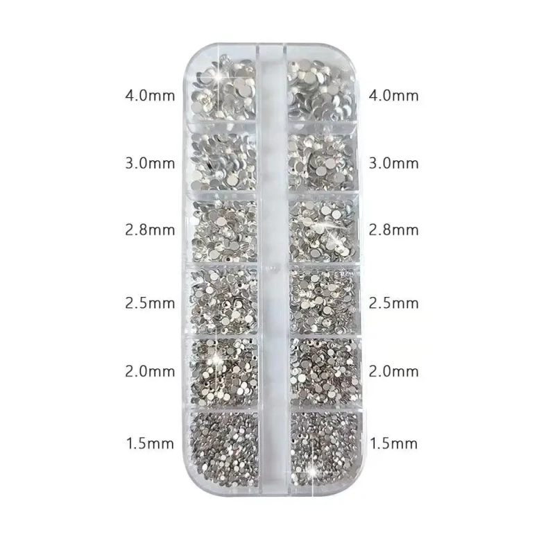 Super Shiny Silver Nail Art Flat-Back Rhinestones, Non-Falling White Transparent Round Glass Rhinestones, Japanese-Style Flat-Back Rhinestones Super Shiny Silver Nail Art Flat-Back Rhinestones, Non-Falling White Transparent Round Glass Rhinestones, Japanese-Style Flat-Back Rhinestones