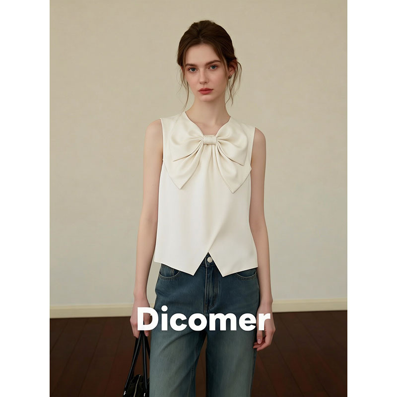 Dicomer Official Website White Design with Large Bow Sleeveless Top Women's Clothing with a Sophisticated, Intellectual, and Elegant Style Dicomer Official Website White Design with Large Bow Sleeveless Top Women's Clothing with a Sophisticated, Intellectual, and Elegant Style
