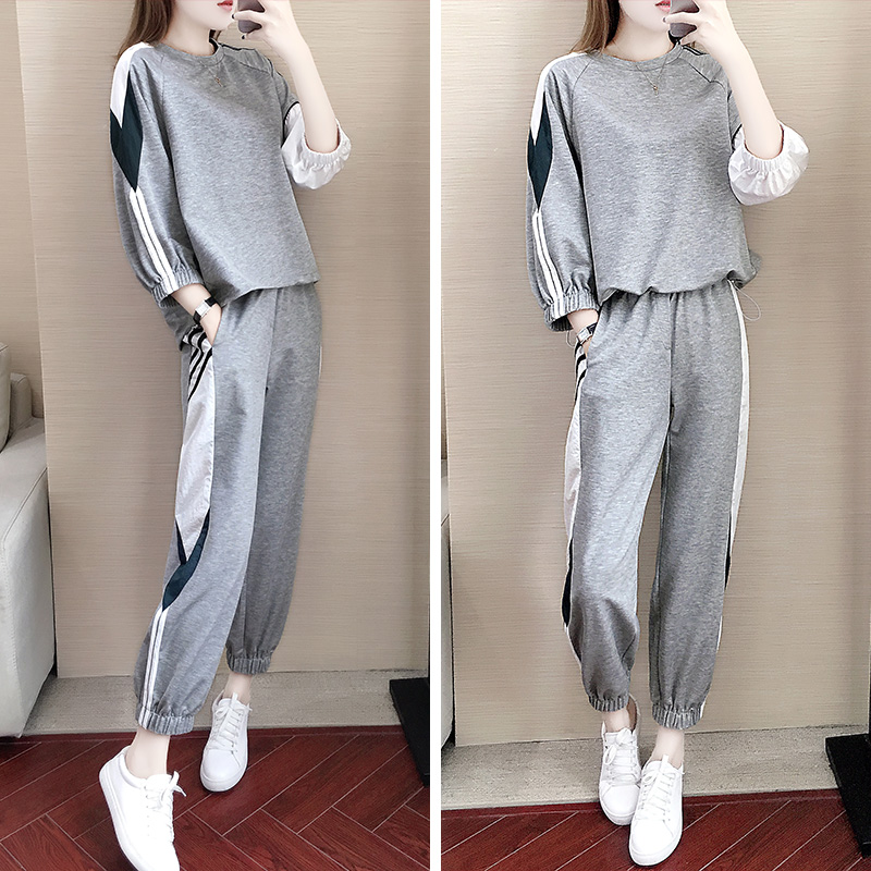 Tide Card Casual Fashion Suit Women 2022 Chunqiu Women's clothing New thick cotton T loose running sportswear Two sets of women