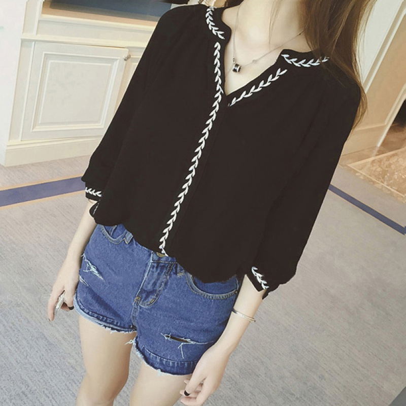 Tide Chip Shirt Woman 2020 Fall New Large Size Women's Loose Design with Seven - Stand Shirt Shirt