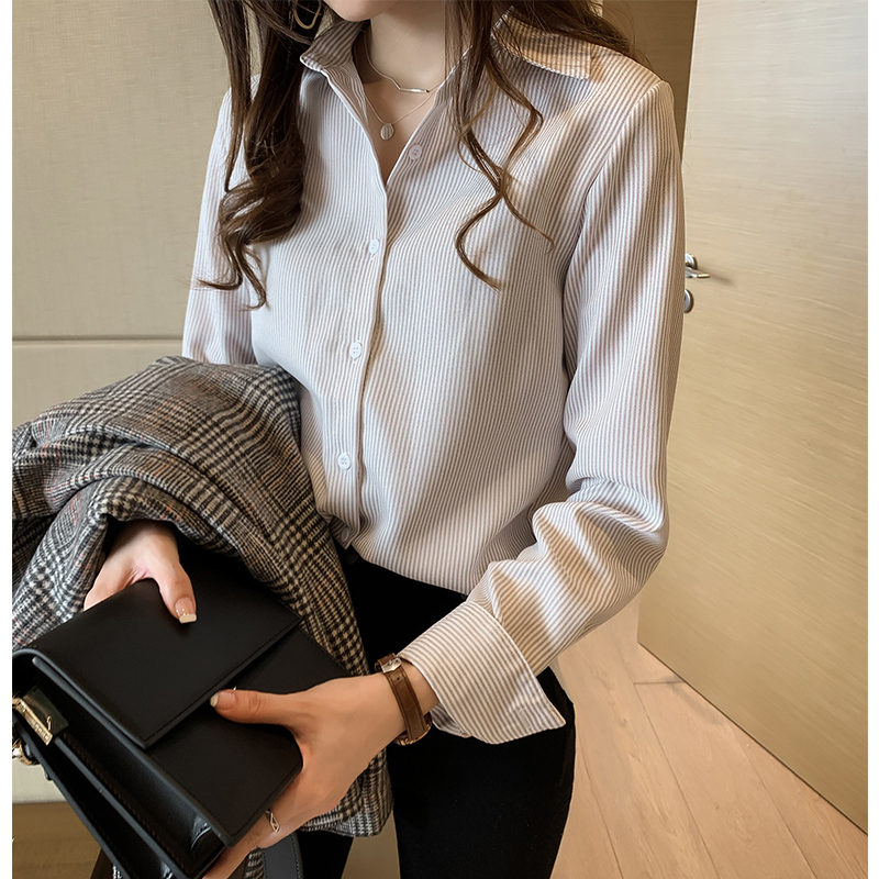 Boomer Long Sleeve Shirt Woman 2022 Chunqiu New large size dress Fashion Fashion Loose Slim Blouse Striped Shirt