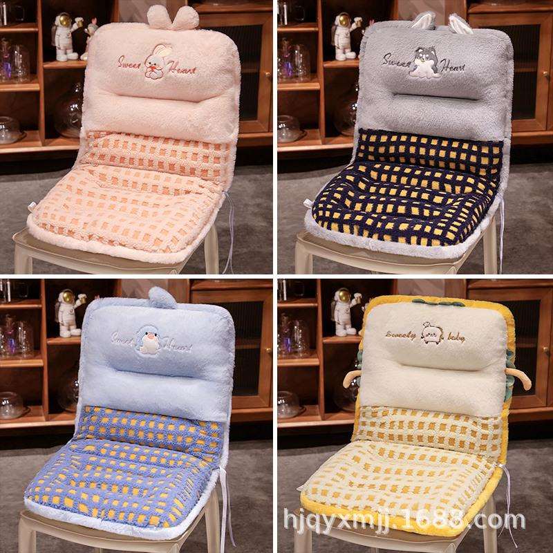 Lamb wool plaid backrest integrated cushion office sedentary thickened bay window tatami sofa cushion waist cushion