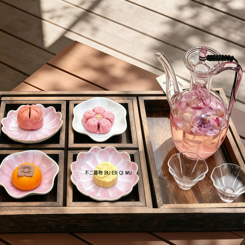 Glass Tea Utensils, Ceramic Dinner Plates, Chinese Lotus Leaf Tea Tray, Heat-Resistant Tea Set, Afternoon Tea, New Chinese Tea Tray Set