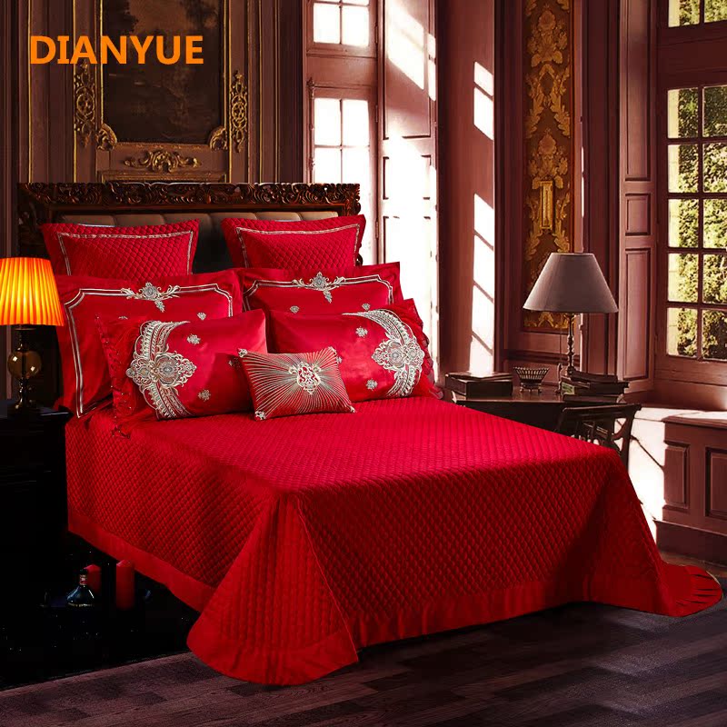Khăn trải giường bằng vải cotton mới Lớn trải giường bằng vải bông màu đỏ lớn Đồ dùng đám cưới màu hoang dã 1,5m1,8m2 phổ quát drap giường hàn quốc