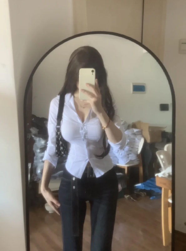 【Waist-Cinching Shirt】Hot Girl Waist-Cinching Stretch Shirt Jk Manga Heroine Slim-Fit Shirt
