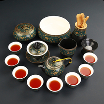 Western style kung fu tea set household ceramic tea maker Tianmu glaze teapot cup tea wash set