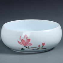 Dehua white porcelain powder blue and white porcelain ceramic hand-painted tea cup wash large water bowl pen wash hydroponic tea set ashtray