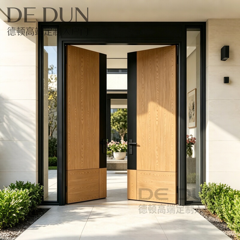 Wood-Grain Cast Aluminum Luxury Villa Double-Door Entrance Gate, Double-Open Four-Panel Gate, Rural Self-Built House Entrance Double-Door Gate Wood-Grain Cast Aluminum Luxury Villa Double-Door Entrance Gate, Double-Open Four-Panel Gate, Rural Self-Built House Entrance Double-Door Gate