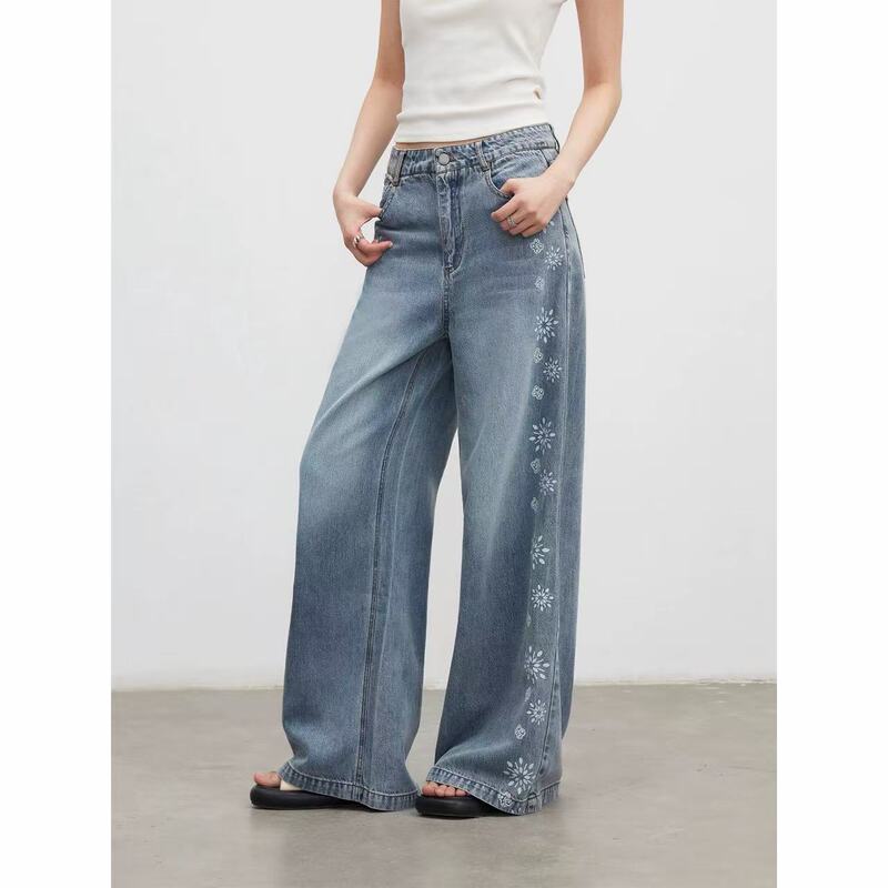 7180 Version Has a Super Flattering Fit! Embroidered Light Denim Heavy-Duty Wide-Leg Pants 5.17
