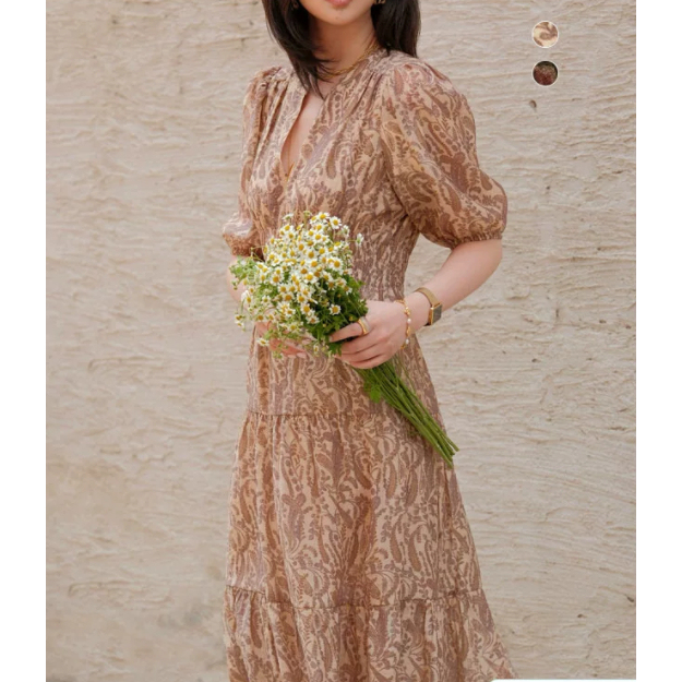 Bash2026 New Spring Whisper Paisley French Retro Oil Painting Texture Dress Long Skirt 1E26Tany