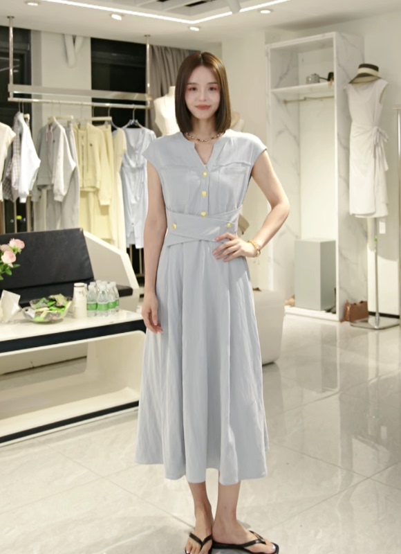 [Source Women's Clothing Special] Summer Style Long Dress with Cape Sleeves 615-81907