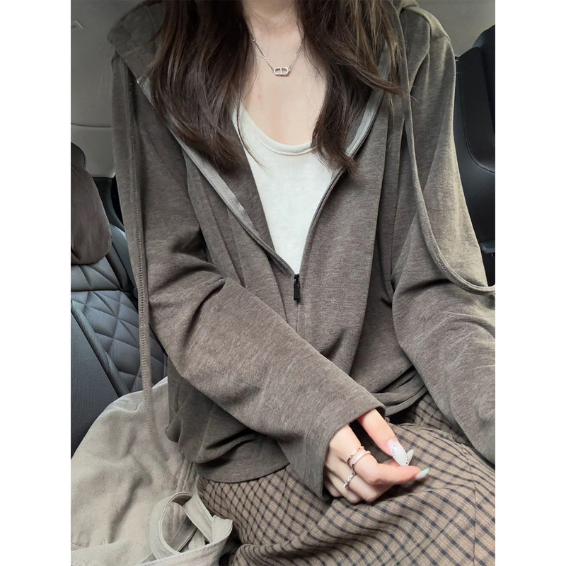 American-Style Casual Hooded Sweatshirt for Women, New Autumn Korean-Style High-End Loose Slimming Long-Sleeve Brushed Jacket Top American-Style Casual Hooded Sweatshirt for Women, New Autumn Korean-Style High-End Loose Slimming Long-Sleeve Brushed Jacket Top