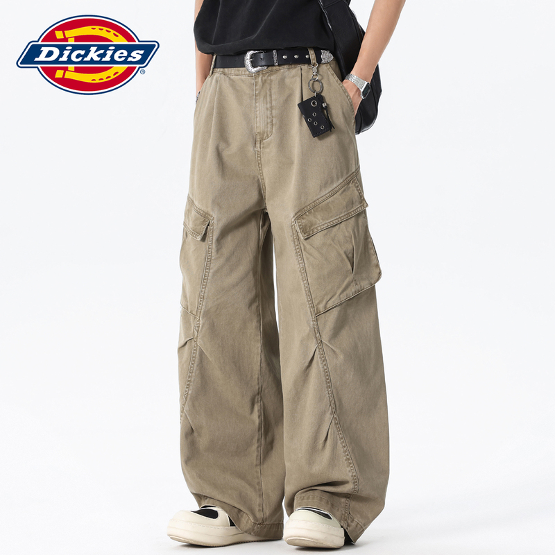 Dickies Japanese-Style Khaki Cotton Pleated Casual Pants Men's Autumn New Multi-Pocket Utility Pants