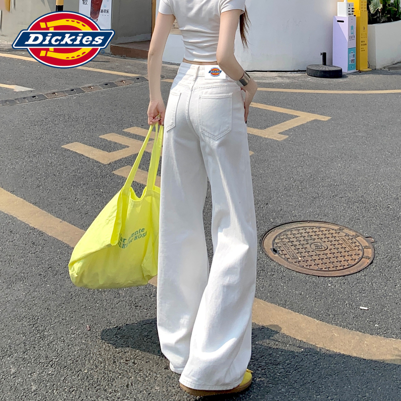 Dickies American-Style White Straight-Leg Jeans for Women, Summer 2026 New High-Waisted Slimming Versatile Wide-Leg Pants