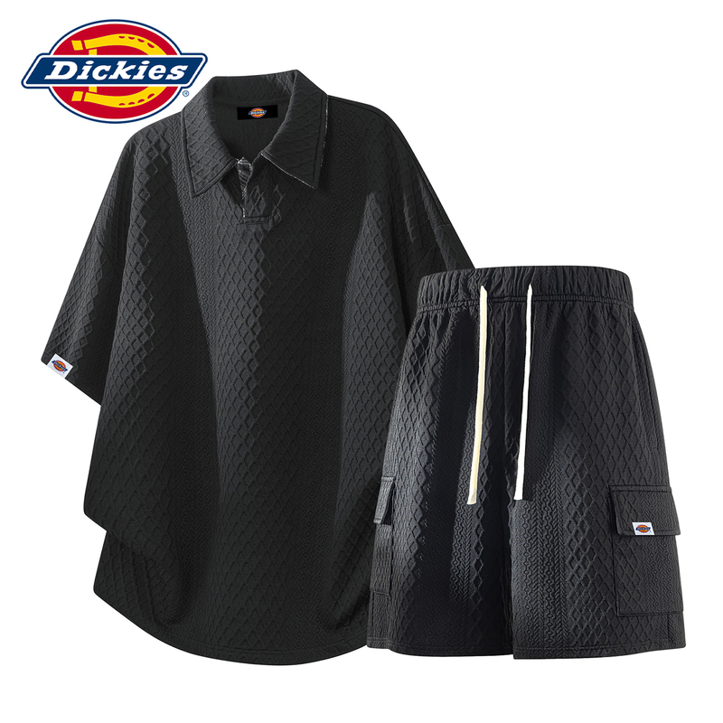 Dickies2026 Summer Thin Waffle Casual Suit Men's High-End T-Shirt Polo Shirt Short-Sleeved Shorts