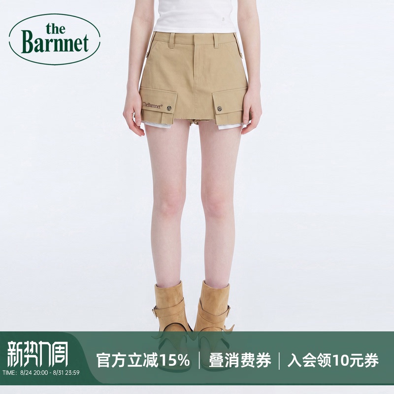 [Official Authentic Product] Thebarnnet Eight Milk Letter Embroidery Short Skirt Pants Women's Summer Workwear Style Skirt