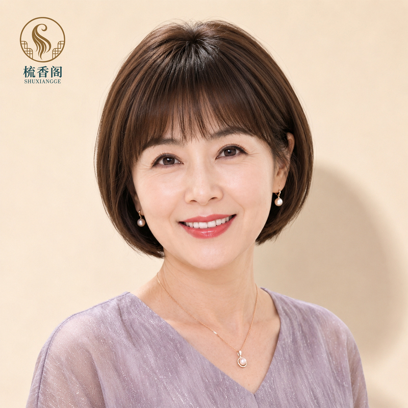 Wig for Women, Full Head Cover, Short Hair, Middle-Aged and Elderly Mom Style, Real Hair, Covers Gray Hair, Natural Bob Style Wig for Women, Full Head Cover, Short Hair, Middle-Aged and Elderly Mom Style, Real Hair, Covers Gray Hair, Natural Bob Style