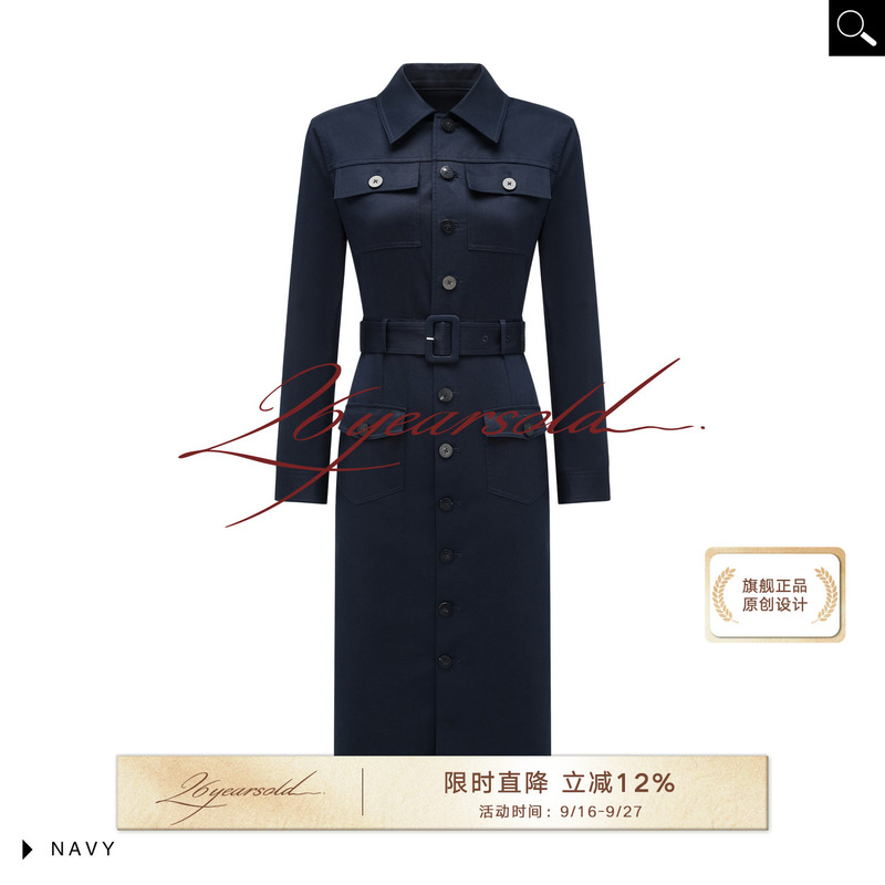 26Years Old Elegant Workwear Style Single-Breasted Lapel Dress Women's Long-Sleeved Waist-Cinching Slim Business Dress