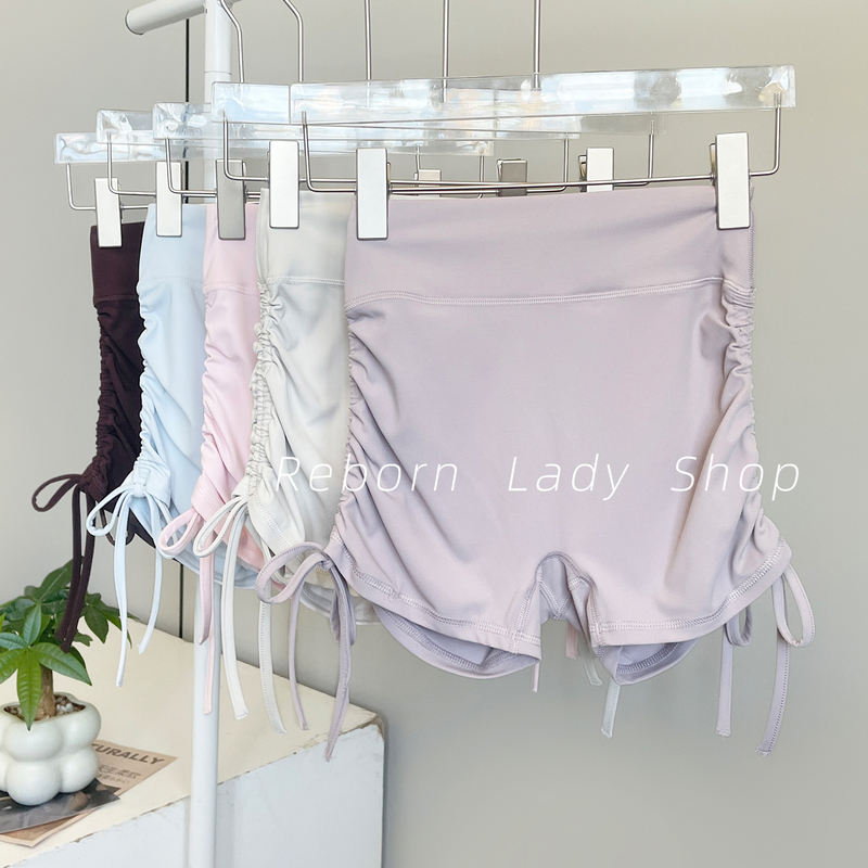 High-Waisted Double Drawstring Yoga Shorts, Anti-Exposure, Tight-Fitting, Hip-Hugging, Tummy Control, Shaping, Pilates Training, Fitness Hot Pants