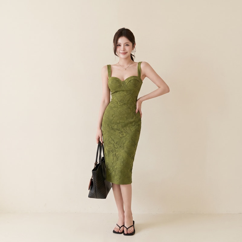 Xiaoke Wiwi French-Style Elegant Spaghetti Strap Dress for Women 2026 New Avocado Green Hot Girl Bodycon Dress for Women Xiaoke Wiwi French-Style Elegant Spaghetti Strap Dress for Women 2026 New Avocado Green Hot Girl Bodycon Dress for Women