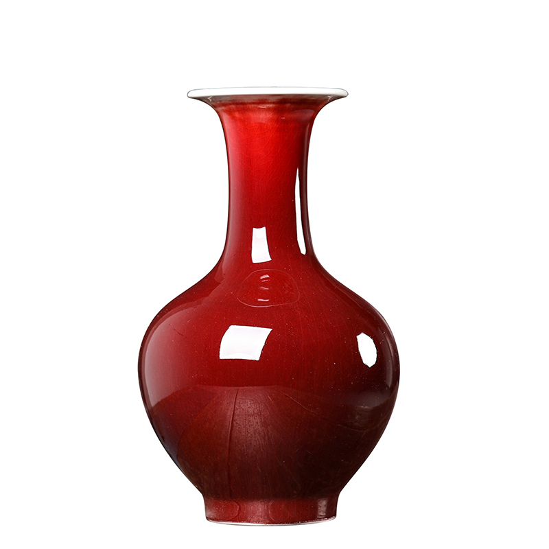 291 Jingdezhen Ceramics Chinese Red Glazed Ceramic Vase Handmade Antique-Style Glazed Porcelain Vase Ornament
