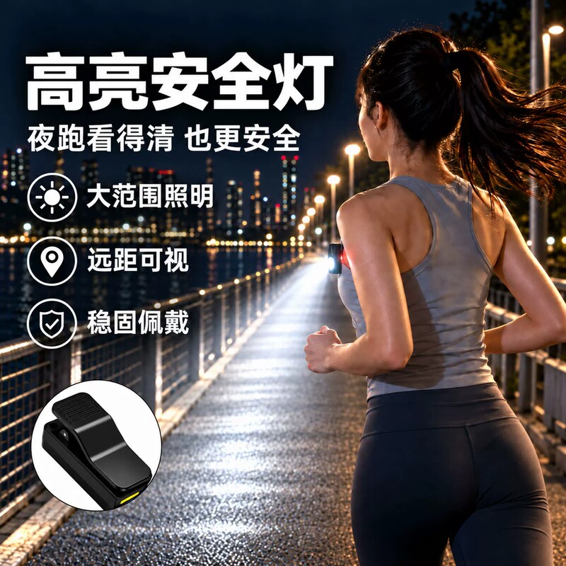 German Night Running Safety Light, Running Lighting Lamp, Portable Outdoor Chest Clip Hiking Backpack Light