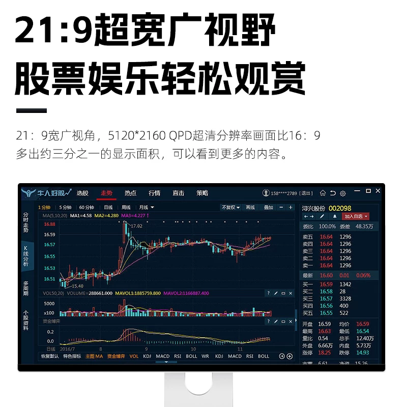 Kuyouke 5K 40-дюймовый монитор с экраном рыбы, компьютер торгового тела P40U