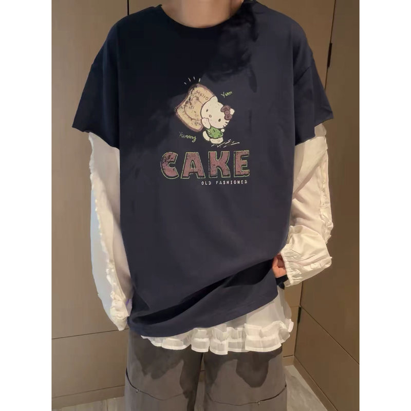 4.21 Always Pay for Quality! Super Comfortable Washed Cotton Non-Printed Kt Cat T-Shirt, 66, Chest Circumference 118