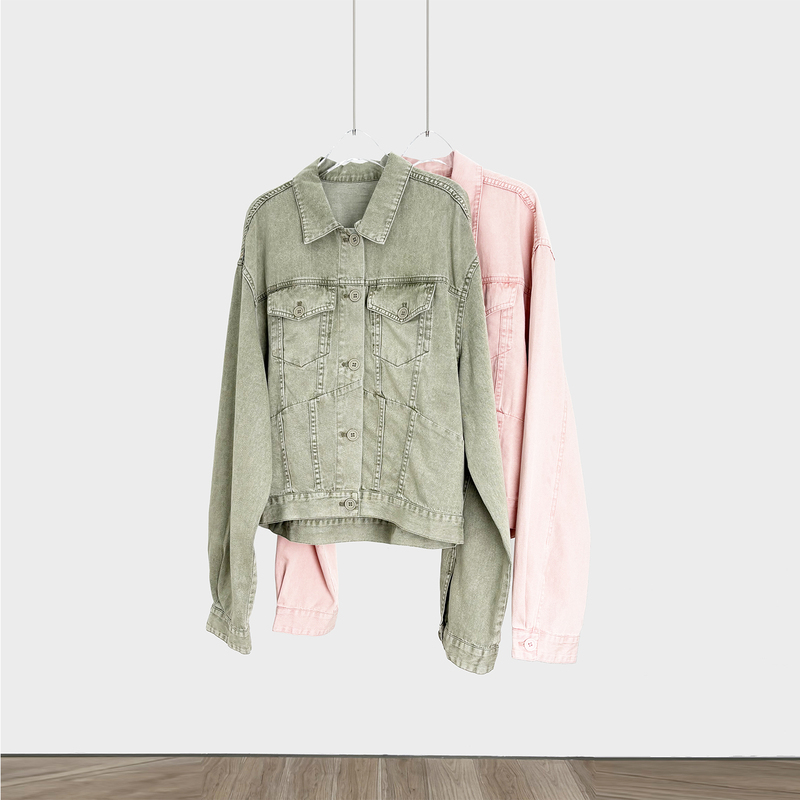 Spring and Autumn~ Imported Denim Cotton Heavily Washed Denim Jacket Top S26080518