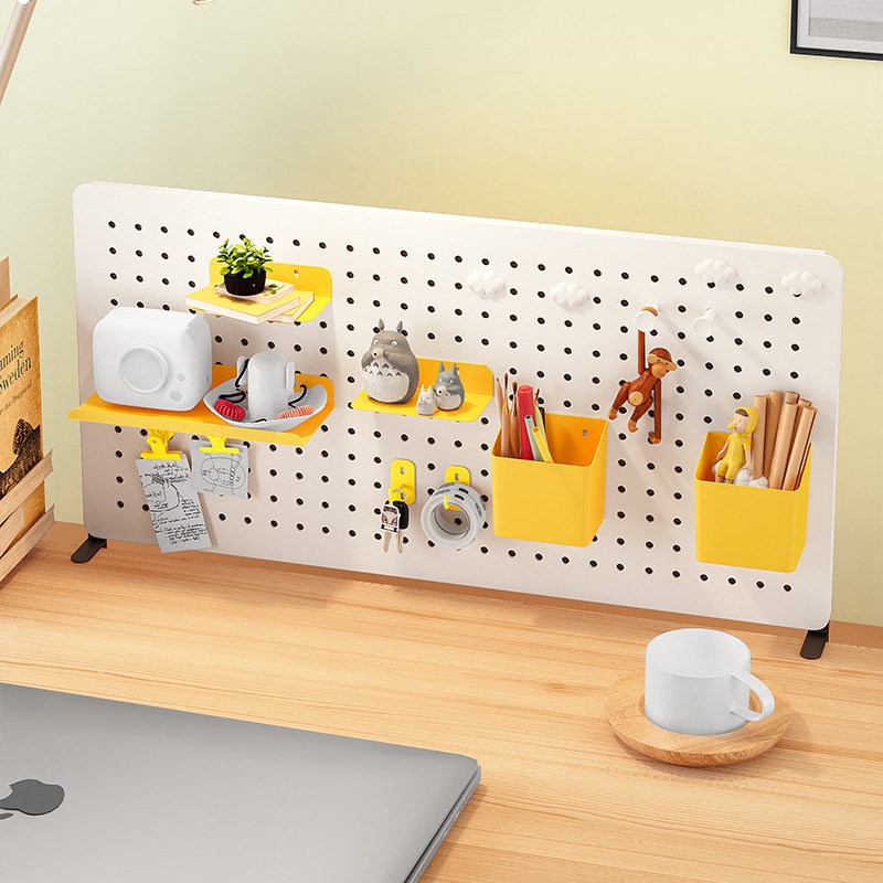 Desktop perforated board storage rack, punch-free, stand-up clip-on storage partition accessories display on children's study desk