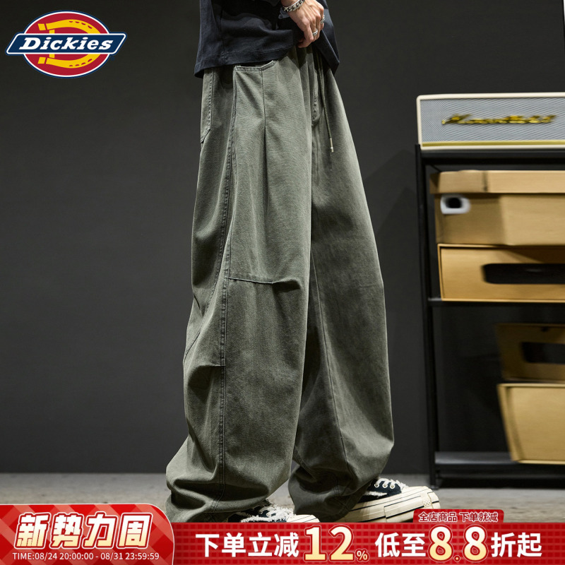 Dickies Trendy Brand Pants for Men, New Spring and Autumn Versatile Pure Cotton Work Pants, Loose Spliced Straight-Leg Casual Long Pants