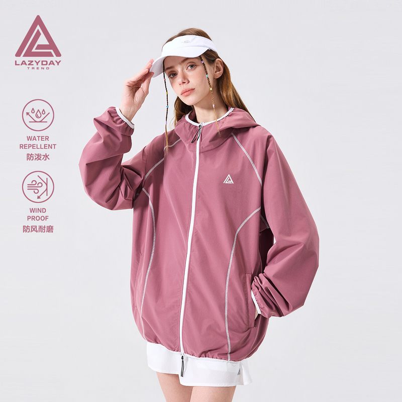Lazy Day Outdoor Moisture-Absorbing Quick-Drying Hasselblad Line Hooded Jacket for Women, Loose, Lightweight, Breathable, Quick-Drying, Cool-Feeling Jacket
