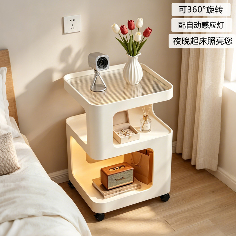 Cream-Colored Wheeled Movable Side Table for Living Room Sofa, Corner Table, Bedroom Nightstand Alternative, Bedside Cabinet, Storage Rack Cream-Colored Wheeled Movable Side Table for Living Room Sofa, Corner Table, Bedroom Nightstand Alternative, Bedside Cabinet, Storage Rack