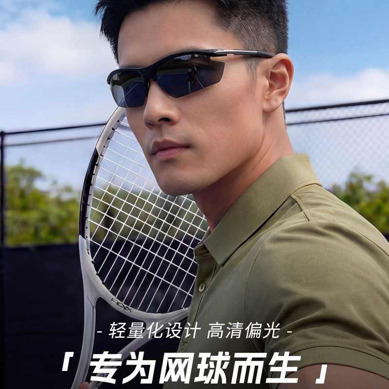 Special Glasses for Playing Tennis, Men's Professional Running Sports Protective Sunglasses, Polarized Sun Protection Sunglasses, Trendy and Cool