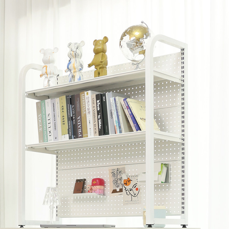 Simple bookshelf hole board desktop storage rack wrought iron table storage small shelf student dormitory desk organization rack
