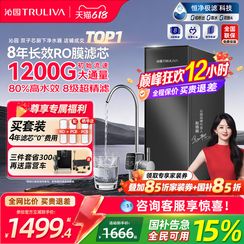 Qinyuan Dual-Core Water Purifier Reverse Osmosis Ro Membrane Under-Sink Water Purifier Tap Water Filter Household Water Filter