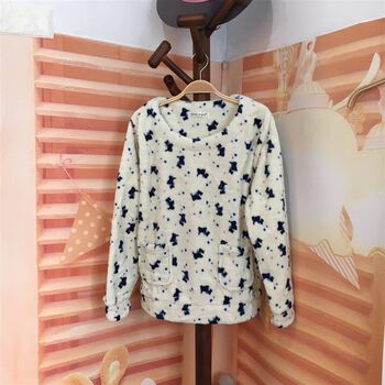ດູໃບໄມ້ລົ່ນແລະລະດູຫນາວ flannel coral velvet ຫນາ velvet ອົບອຸ່ນຂອງແມ່ຍິງ pajama tops ເຮືອນບາດເຈັບແລະ pullover pajama tops ແຂນຍາວ