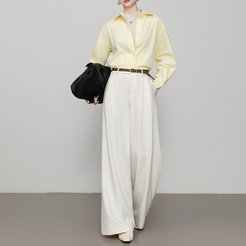 Drenchic Tencel Acetate Suit Pants Women's Floor-Length Trousers 2026 Autumn New Old Money Style White Wide-Leg Pants Drenchic Tencel Acetate Suit Pants Women's Floor-Length Trousers 2026 Autumn New Old Money Style White Wide-Leg Pants