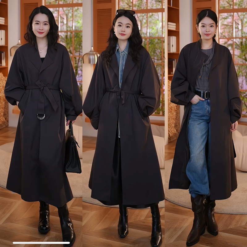 【Mdeco】[Medieval] Cool and Elegant Heroine Style Three-Dimensional Tailored Long Trench Coat