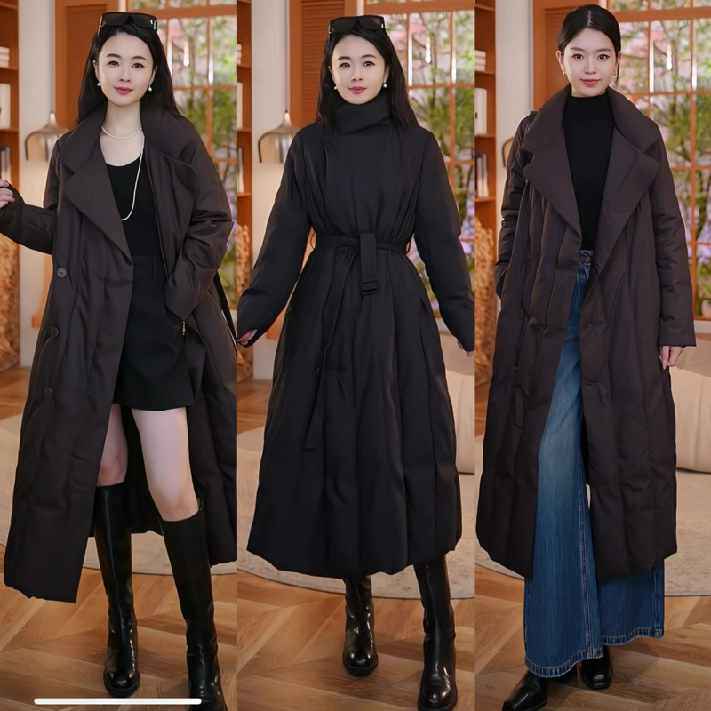 【Mdeco】[Lujiazui] 90% Goose Down! Warm and Stylish Mid-Length Coat for Commuting and Keeping Out the Cold