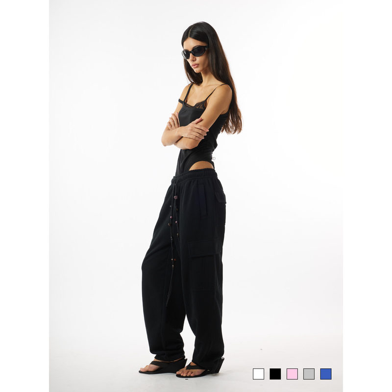 Praiseher* Celebrity Style Handmade Beaded Workwear Casual Loose Sports Sweatpants Praiseher* Celebrity Style Handmade Beaded Workwear Casual Loose Sports Sweatpants