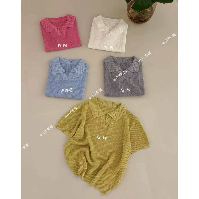 99031 Summer Benefit Korean Style Lapel Knit Polo Shirt (Bust Elastic Length 56) 4.8