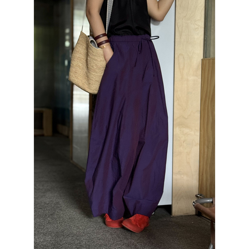 Red Winne Yarn-Dyed Pima Cotton Loose Elastic Waist Fashionable Lazy Style Wide-Leg Cloud Pants Wide-Leg Trousers Red Winne Yarn-Dyed Pima Cotton Loose Elastic Waist Fashionable Lazy Style Wide-Leg Cloud Pants Wide-Leg Trousers
